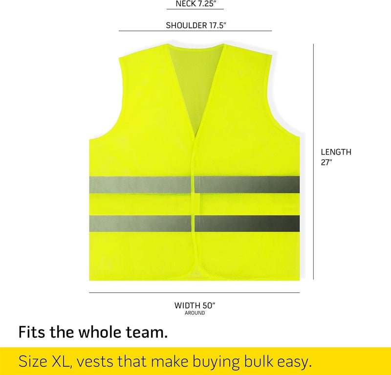 PeerBasics , 20 Pack, Yellow Reflective High Visibility Safety Vest, Hi Vis Silver Strip, Men Women, Work, Cycling, Runner, Construction (Mesh, 20)… - Image 4